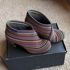 Colorful Striped Women's Heeled Booties